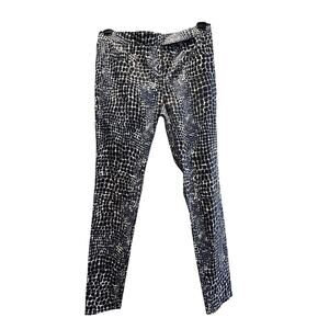 Samantha Sung Women's Crocodile Print Tapered Pants-Blue/Black/Cream-SZ 4